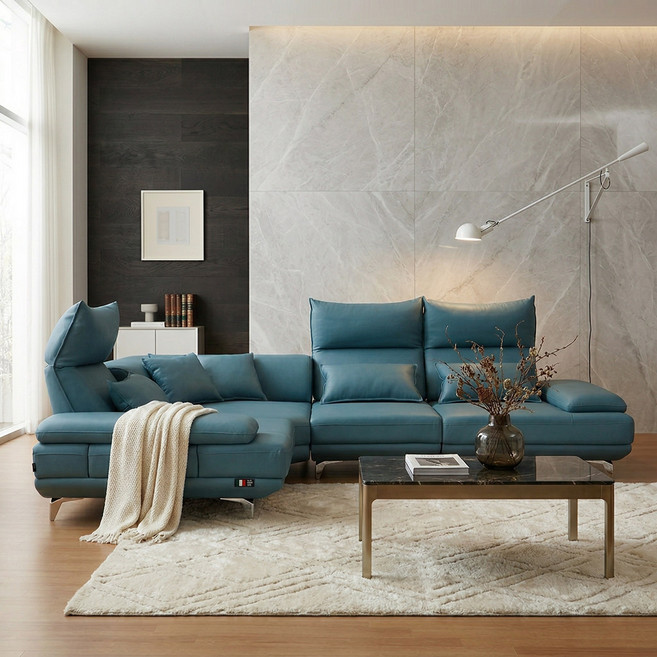 바우미스트 루나 스윙 모듈 4인용 6인용 리클라이너 소파, 블루그린