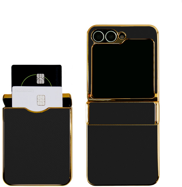 리네시 갤럭시 호환 Z플립 힌지보호 소가죽 카드수납 휴대폰 케이스