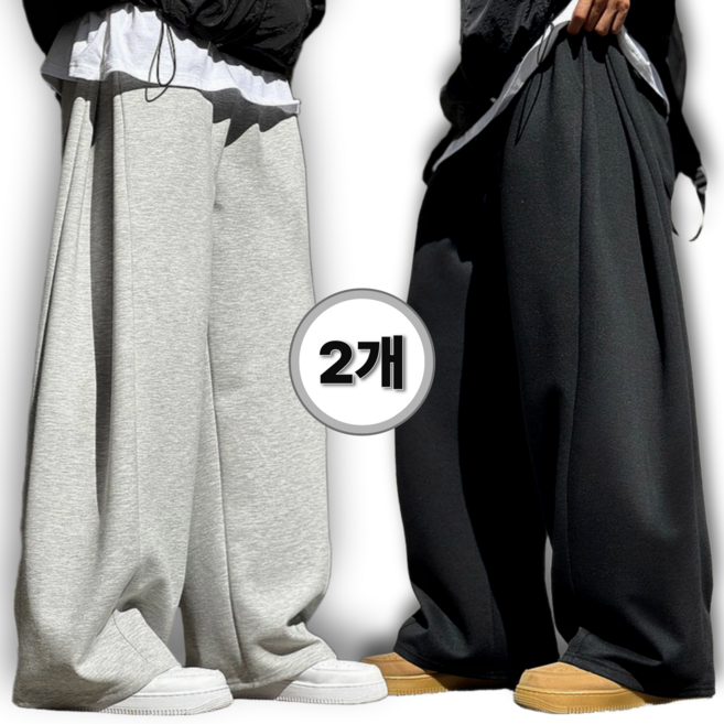 1+1 시온 사이드 핀턱 와이드 트레이닝 팬츠