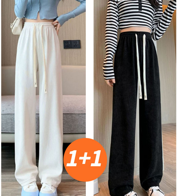 에스제이 1+1 코듀로이 와이드팬츠 여성 기모 골덴 바지