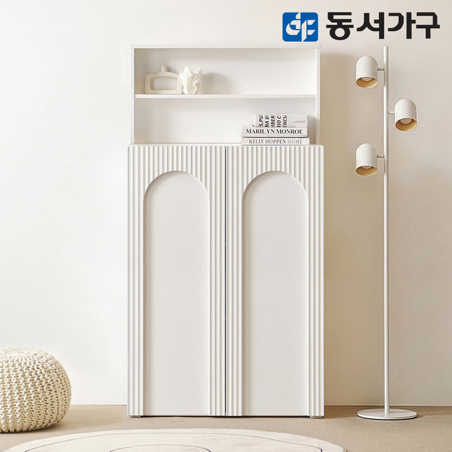 동서가구 순백 템바보드 높은 수납장 3단 800 상부오픈형 DF645891, 화이트