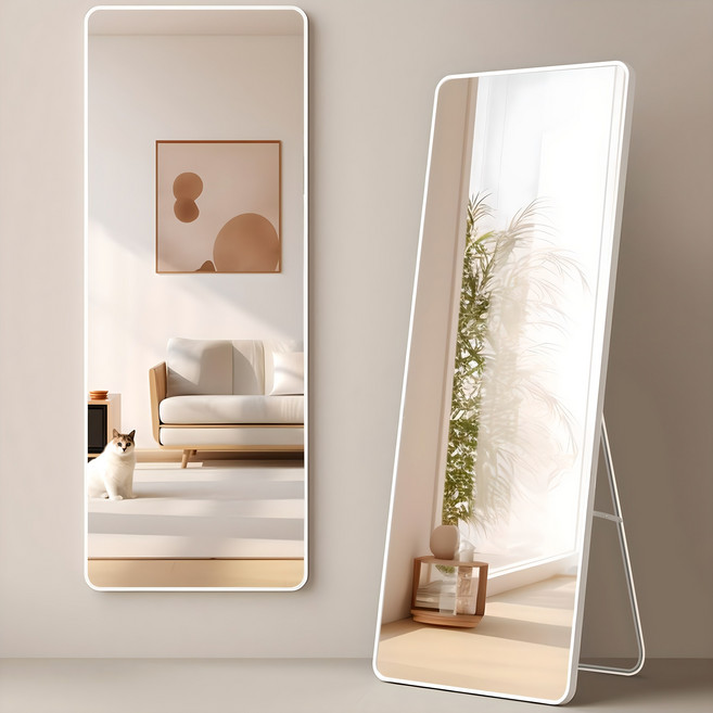 뷔이위이 전신거울 스탠드 벽걸이 사각형 거울, 화이트