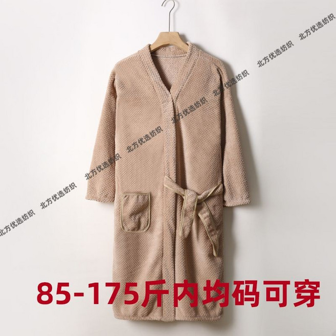 純棉浴袍 吸水毛巾料加厚長款保暖情侶睡袍