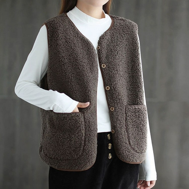 양털 뽀글이 후리스 여성 조끼 베스트