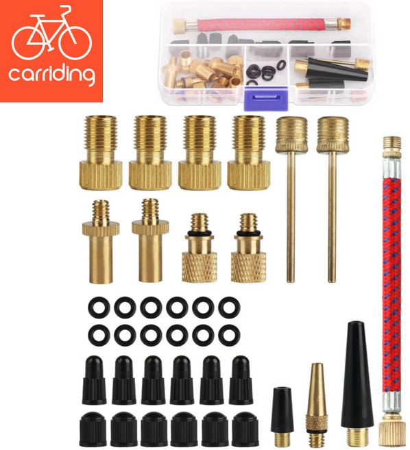 자전거 공기주입기 노즐 펌프 주입기 에어 주입 바람넣는 젠더 변환 벨브 바람넣기 어뎁터, 1개, 38pcs 공기주입어댑터 케이스포함
