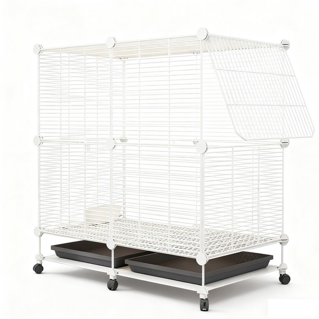 이동식 티지피 새장 앵무새 대형조 날림장, 1세트, 전철망 A형 화이트 74*37*90cm