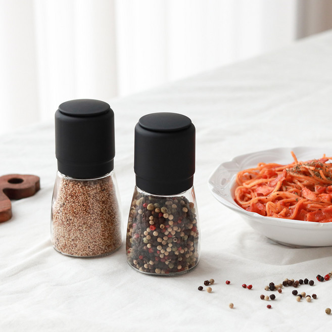 키텐실 세라믹 깨갈이 그라인더 굵기조절 수동 참깨 갈이, 블랙, 2개, 160ml