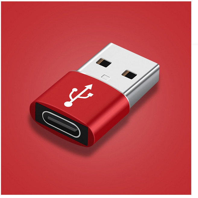 【貝占】Type-C 轉 USB 轉接頭 適用於 三星手機 快速充電, 紅, 1個