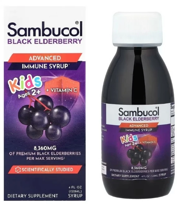 Sambucol 키즈 블랙 엘더베리 이뮨 써포트 시럽 2세 이상 베리 120ml (4fl oz) 1개 - 쿠팡