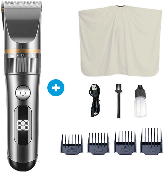 nicoliley 남자 바리깡 전문가용 이발기 세트 증정 미용 커트보, 1세트
