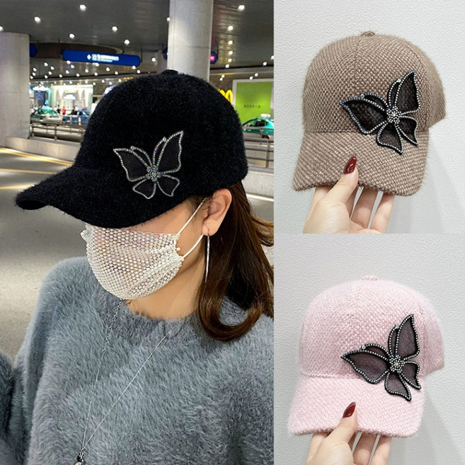 [엠에스]25075 포근 나비 볼캡/여성모자/캡모자/야구모자/겨울모자/멋내기모자/버킷햇