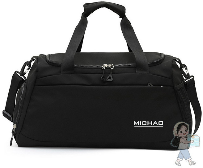 MICHAO 多功能運動休閒袋 大容量 防潑水 乾濕分離, 1個, 黑色, 黑色