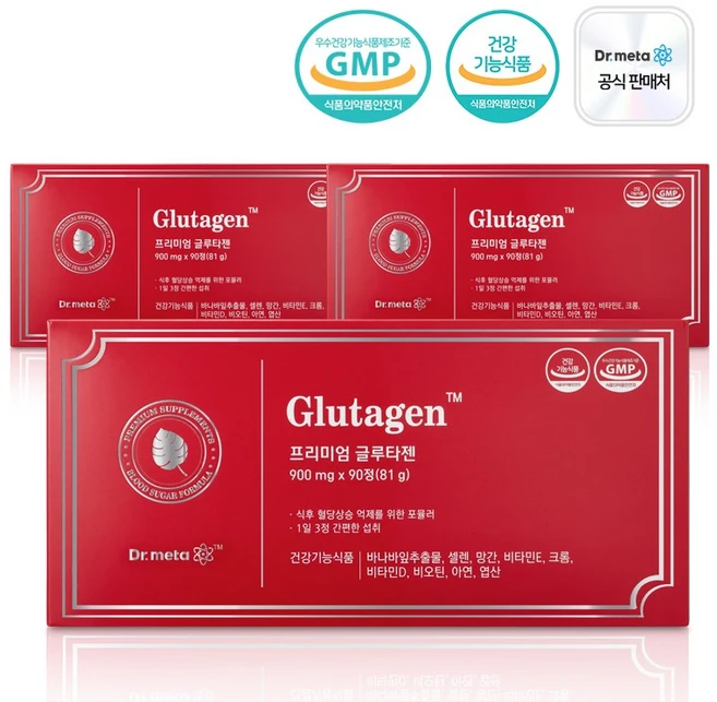 닥터메타 프리미엄 글루타젠 식후 혈당 바나바잎 크롬 영양제, 3개, 90정 - 쿠팡