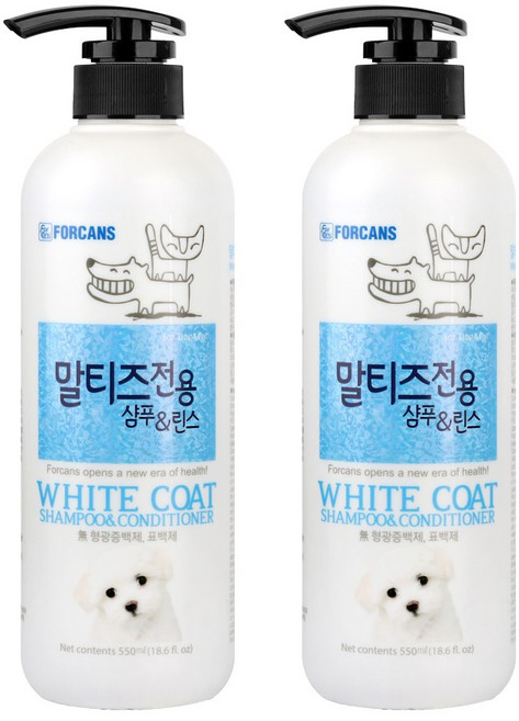 포켄스 말티즈 전용 샴푸 & 린스, 2개, 550ml