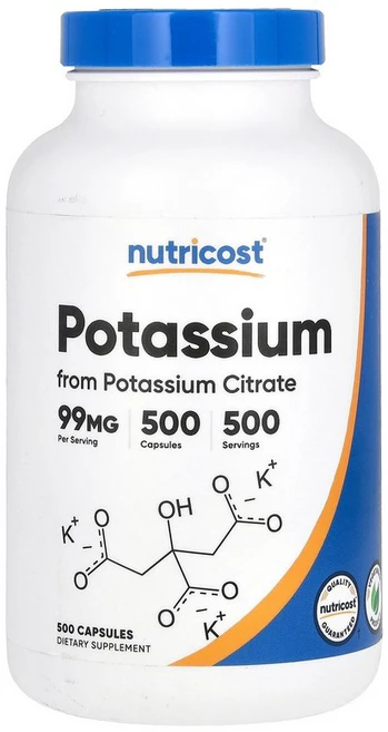 뉴트리코스트 Nutricost 칼륨 99mg 캡슐 500정138404원산지:기타, 1개 - 쿠팡
