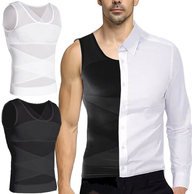 라온피플 시원한 인견 남성 가슴 뱃살 옆구리 어깨 보정런닝 보정나시 여유증 보정