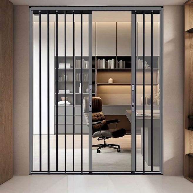 투명 슬라이딩 폴딩 도어 중문 욕실 프레임 맞춤제작 파티션 화이트 접이식 주방 자바라 방수, 4 투명 미닫이문 업그레이드 베젤, 1개, 업그레이드 두꺼운 투명 미닫이문 C