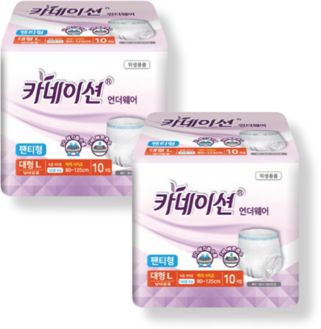 카네이션 남여공용 성인기저귀 언더웨어 M, 대형, 2개, 10개입