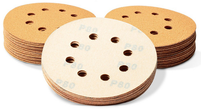 SPEEDWOX 5인치 80방 8홀 무진 벨크로 펀치사포 50장 랜덤 오비탈 샌더용 옐로우 마감 디스크 자동차 목공용, 50개
