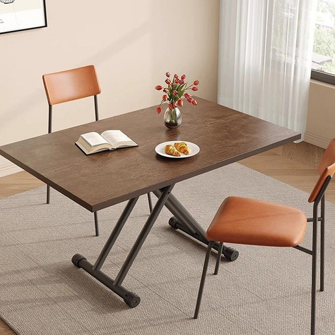 리빙앤굿즈 이동식 높이조절 테이블 접이식 스탠딩 리프트업 거실 쇼파, 월넛우드 1200 X 600