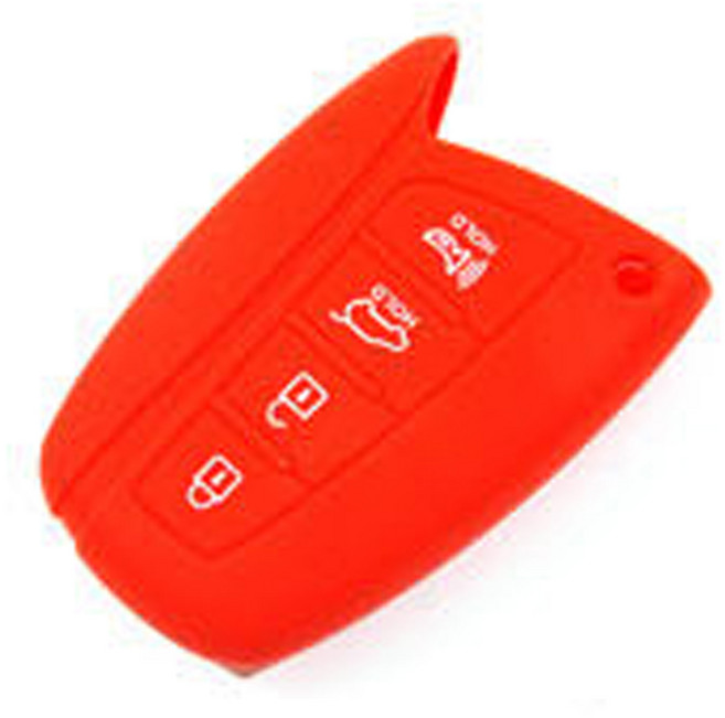 현대 호환 제네시스 호환 실리콘 키케이스, V형, 레드, .