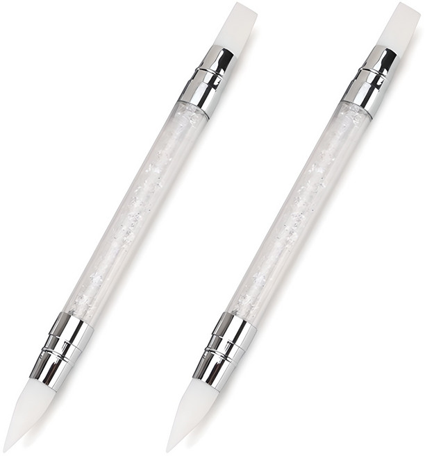 젤네일 매직툴 미러 크리스탈 실리콘브러쉬, 혼합색상, 2개