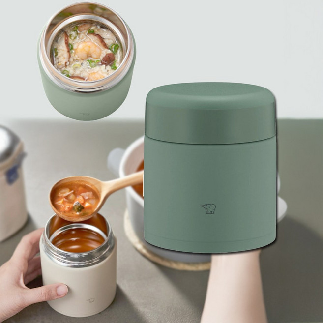 조지루시 스테인리스 밥보관 보온보냉 국물 신선도유지 진공단열 분유보온병 300ml matte green