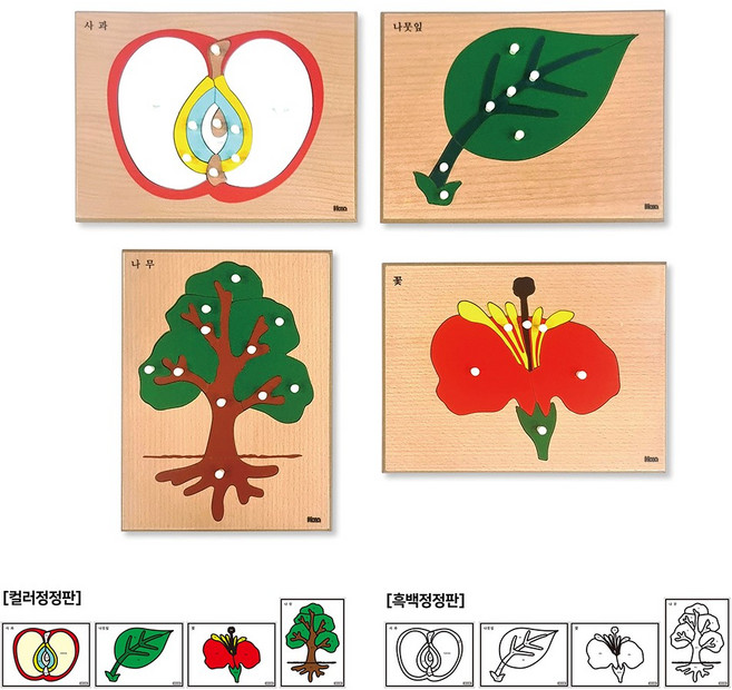[하나몬테소리] 식물퍼즐세트 4종 / 사과 / 나무 / 꽃 / 나뭇잎, 1개