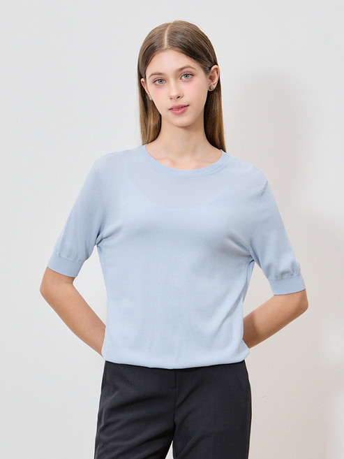 쉬즈미스 쉬즈미스(SHESMISS) 소재 퍼프 반팔 니트 탑 (택가격: 118000원)