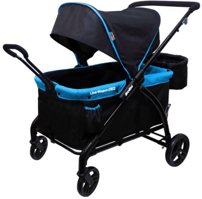 ZOKO 멀티플 폴딩 유모차 라인 웨건 (슬림형) 유아 어린이 키즈, 블랙&블루