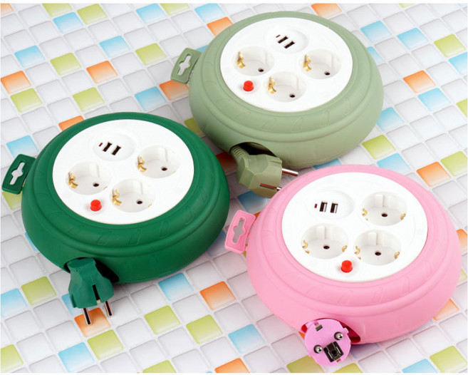 러그 릴선 캠핑 박스 케이블 멀티 3M USB 우드 작업선 연장선 휴대용 콘센트, 1개