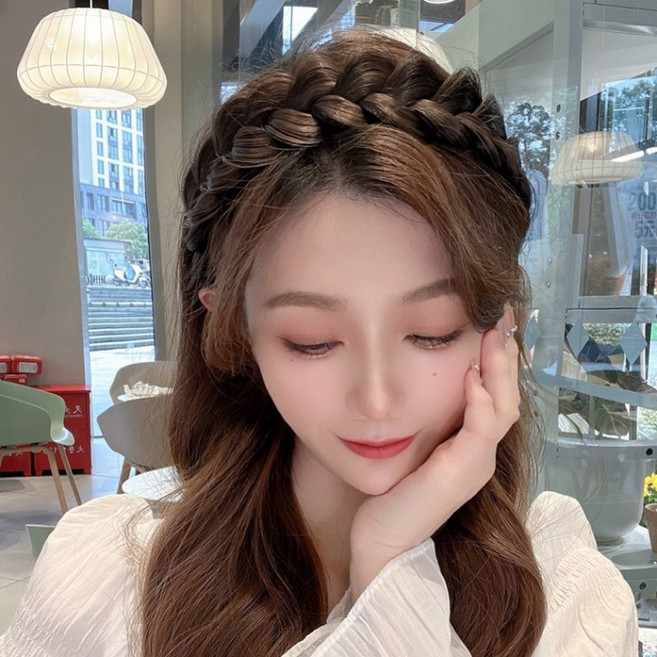 옆집샵 꽈배기 벼 머리띠 땋은 머리 헤어밴드 가발