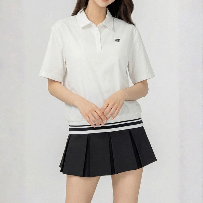 베러투데이 여성 골프웨어 파크골프 아이스 타공 블루종 반팔 카라 티셔츠