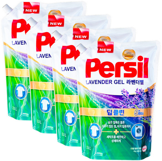 퍼실 딥클린 라벤더젤 플러스 라벤더코튼향 겸용 액상세제 본품 퍼실 딥클린 라벤더젤 플러스 2, 2.1L, 4개
