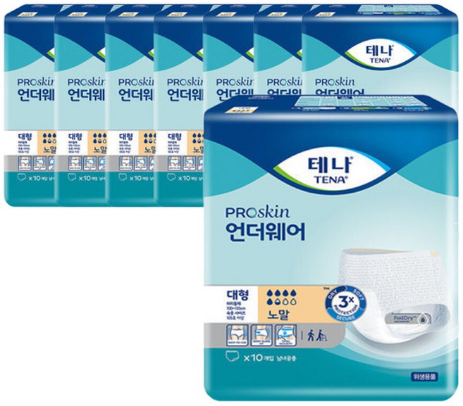 테나 언더웨어 노말 대형 10매 x 8팩 요실금팬티, 8개, 10개입