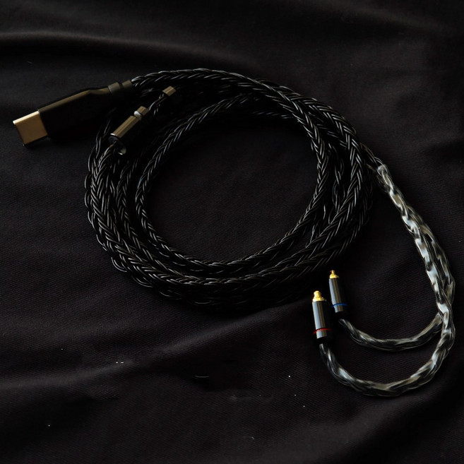 IE200/IE300/IE600/IE900 전용 Type-C 16코어 OCC 은도금 케이블 + 인라인 마이크, 검정(Black), TYPE C, 1개