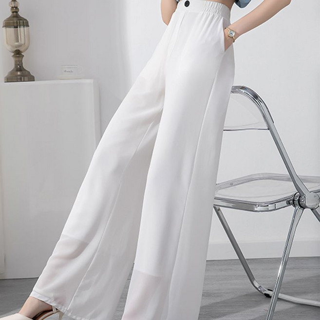 여 쉬폰 와이드 팬츠 여름 댄스 팬츠 아이버리아 A8 S967G744