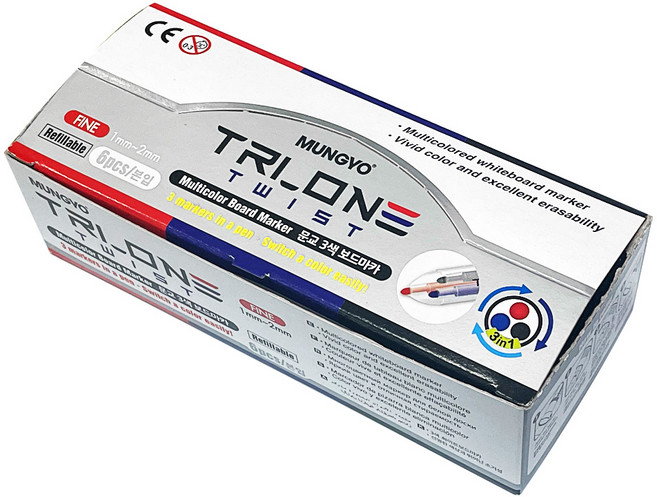 [DND] 얇은 세필 보드마카 3색 1박스 보드판 마커펜, 3 in 1 마카 1박스