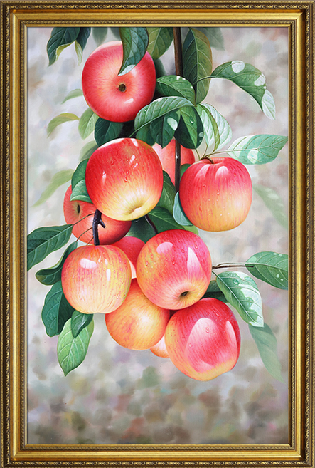 돈들어오는 푸른사과 아오리 풋사과 청사과 재물 풋 사과 보석십자수 비즈 큐빅 자수 취미 (사이즈10종) 수제 풍수 십자수 거실 침실 인테리어 캔버스 형액자 DIY패키지, 60*80cm (액자 없음), 1개