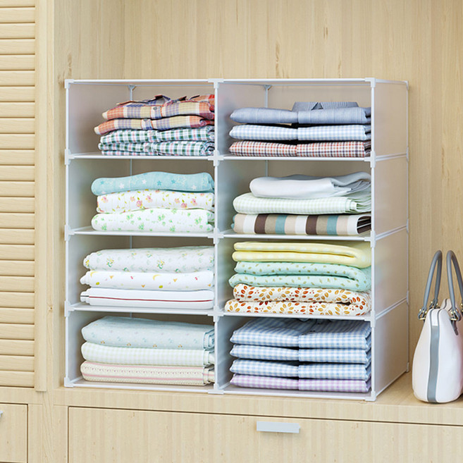 플레노 옷장정리함 수납 트레이 리빙박스 대형 가로1칸 x 세로4칸, 대형 가로2칸x4칸 반투명, 1개