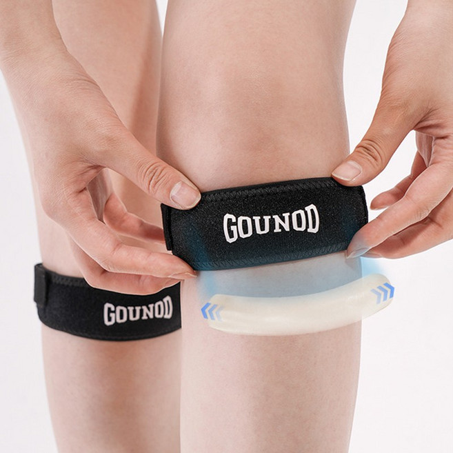 무릎 보호대 슬개골 스트랩 스포츠 러닝 등산 헬스 무릎 통증 완화 압박 밴드, 카본블랙, 1개