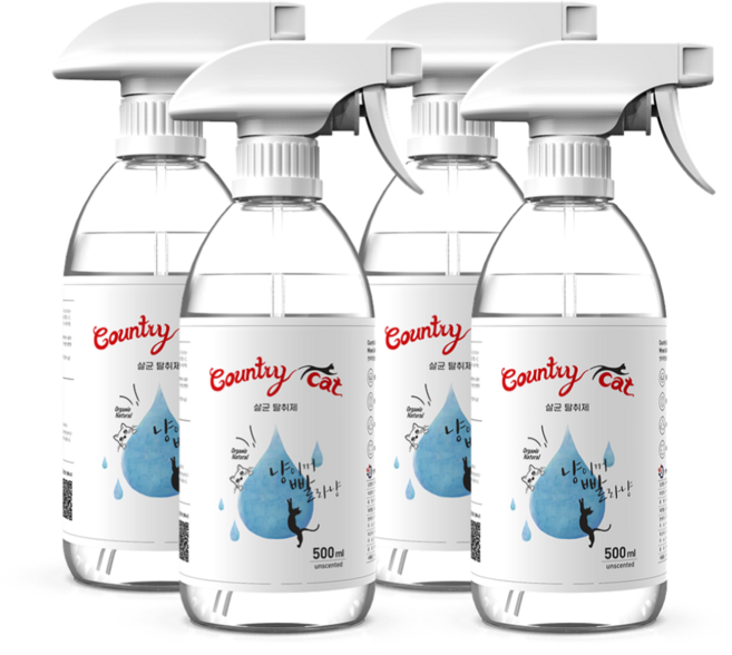 컨트리캣 고양이모래 탈취제 소변 냄새제거제 무향, 4개, 500ml