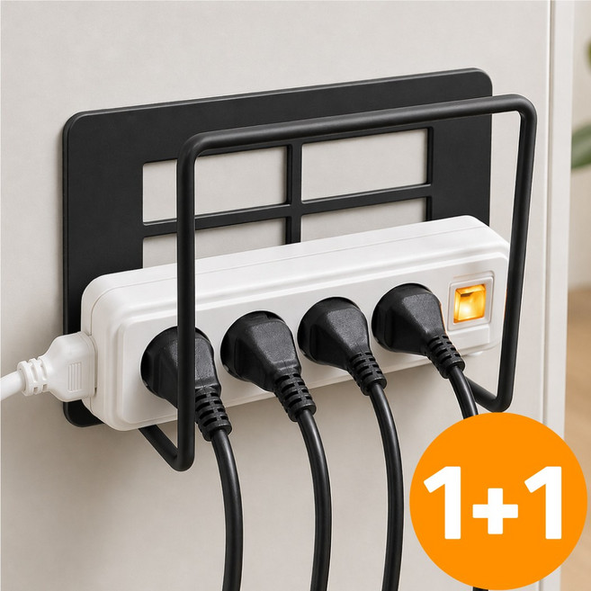 마벨인홈 무타공 벽걸이 공유기 멀티탭 선정리 선반 거치대, 2개, 블랙