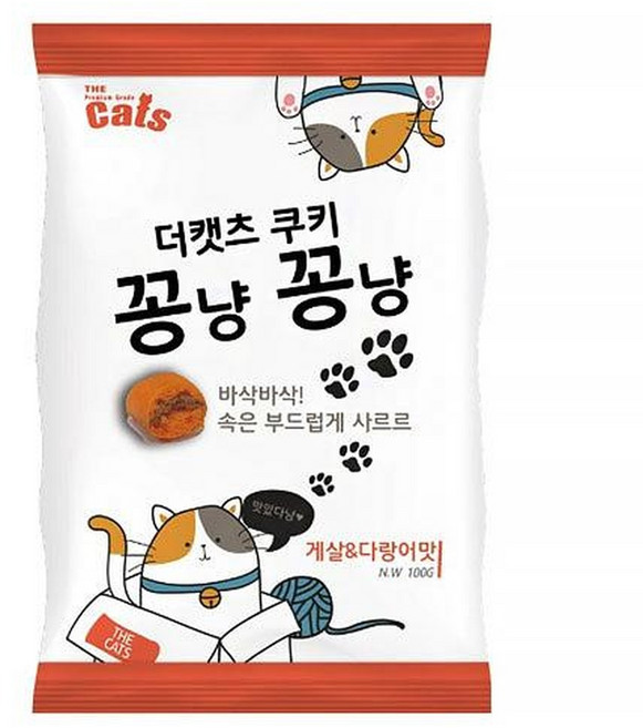 (3개묶음)더캣츠 쿠키 꽁냥꽁냥 - 게살&가다랑어맛, 혼합맛(게살/다랑어맛), 100g, 3개
