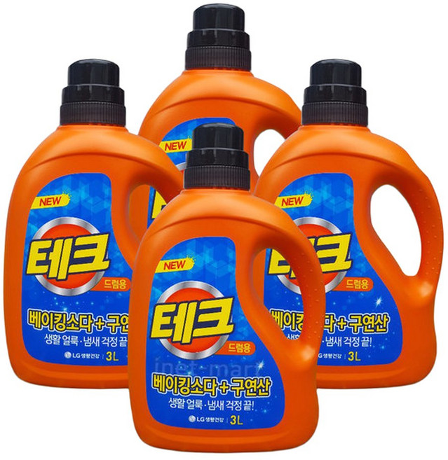 베이킹소다+구연산 액체세제 드럼용 용기 3kg x 4개