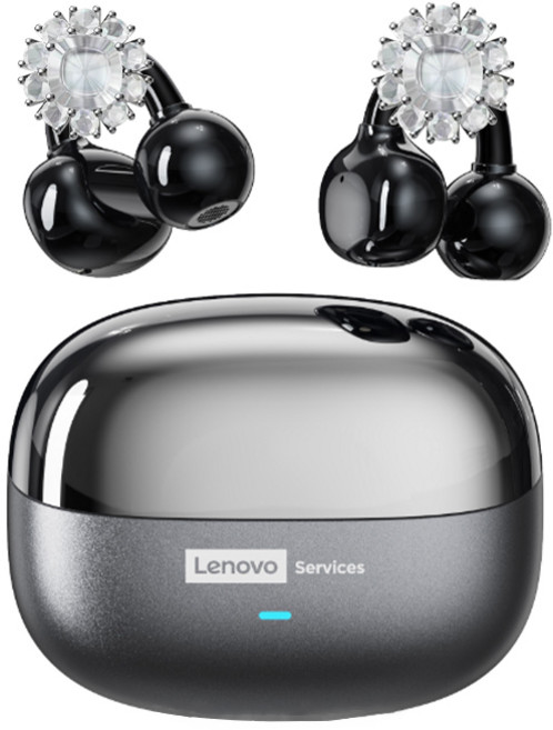 레노버 오픈 이어 클립 이어버드 무선 블루투스 이어폰 ENC 노이즈 캔슬링 이어폰 스포츠용 LE302, 스틸 그레이 헤드폰 각설탕 귀걸이, a