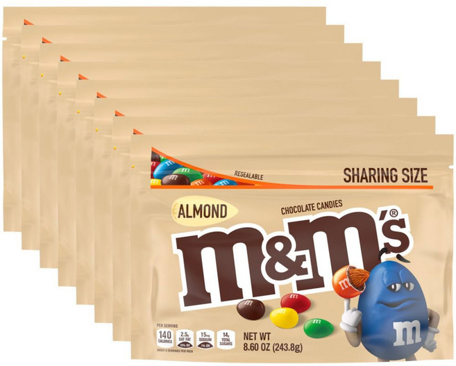M&M'S 아몬드 밀크 초콜릿 캔디 공유 사이즈 243.(8.6온스) 벌크 팩, 243.8g