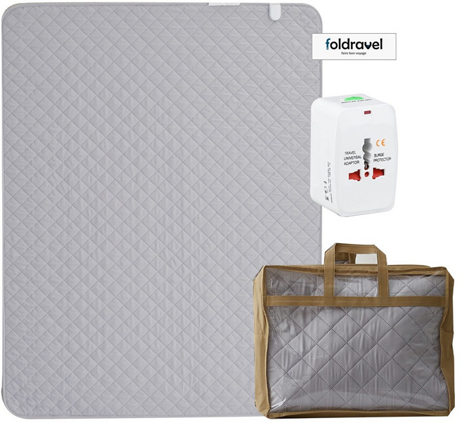 폴드래블 여행용 전기장판 프리볼트 컴팩트 캠핑 탄소 휴대용 전기매트 110V 겸용 1인용 미니 싱글, 140X180cm 더블