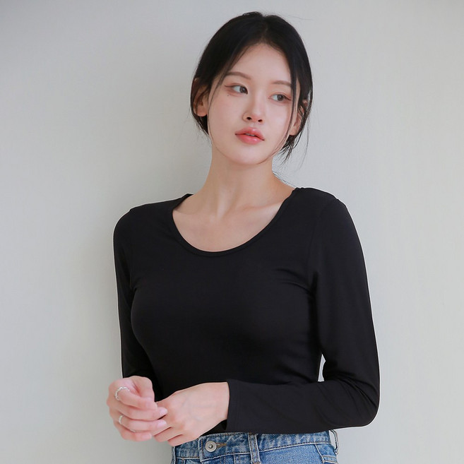 여성 모달 발열 내복 상의 슬림핏 긴팔 히트앤웜 이너 내의 상의