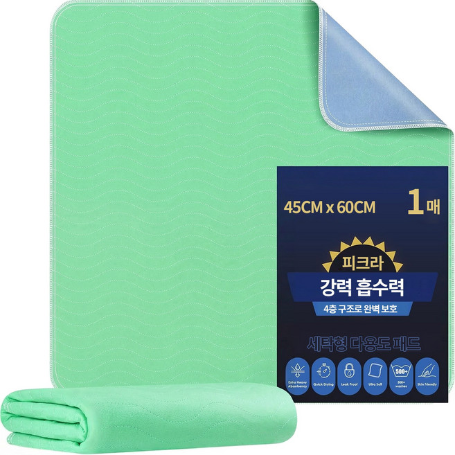 피크라 강아지 배변패드 세탁형 친환경 다용도 방수패드 침대 매트, 1개, 1개입